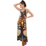 Tree Cosmic Spiritual Meditation V-Neck Chiffon Maxi Dress