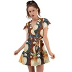 Tree Cosmic Spiritual Meditation Flutter Sleeve Wrap Dress