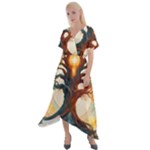 Tree Cosmic Spiritual Meditation Cross Front Sharkbite Hem Maxi Dress
