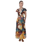 Tree Cosmic Spiritual Meditation Flutter Sleeve Maxi Dress