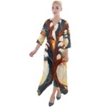 Tree Cosmic Spiritual Meditation Quarter Sleeve Wrap Front Maxi Dress