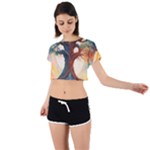 Tree Cosmic Spiritual Meditation Tie Back Short Sleeve Crop T-Shirt