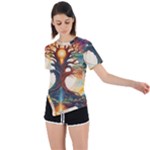 Tree Cosmic Spiritual Meditation Asymmetrical Short Sleeve Sports T-Shirt