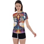 Tree Cosmic Spiritual Meditation Back Circle Cutout Sports T-Shirt