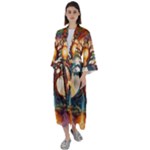 Tree Cosmic Spiritual Meditation Maxi Satin Kimono