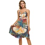 Tree Cosmic Spiritual Meditation Sleeveless Tie Front Chiffon Dress