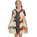 Tree Cosmic Spiritual Meditation Kids  Short Sleeve Tiered Mini Dress