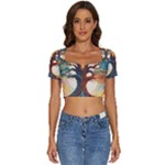 Tree Cosmic Spiritual Meditation Short Sleeve Square Neckline Crop Top 