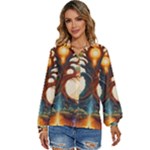 Tree Cosmic Spiritual Meditation Women s Long Sleeve Button Up Shirt