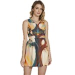 Tree Cosmic Spiritual Meditation Sleeveless High Waist Mini Dress
