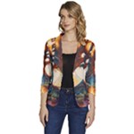 Tree Cosmic Spiritual Meditation Women s One-Button 3/4 Sleeve Short Jacket