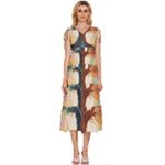Tree Cosmic Spiritual Meditation V-Neck Drawstring Shoulder Sleeveless Maxi Dress