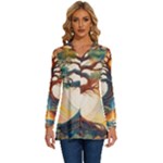 Tree Cosmic Spiritual Meditation Long Sleeve Drawstring Hooded Top