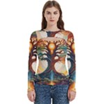 Tree Cosmic Spiritual Meditation Women s Cut Out Long Sleeve T-Shirt
