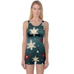 Snowflakes Winter Snow One Piece Boyleg Swimsuit