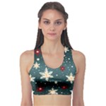 Snowflakes Winter Snow Fitness Sports Bra