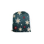 Snowflakes Winter Snow Drawstring Pouch (Small)