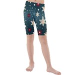 Snowflakes Winter Snow Kids  Mid Length Swim Shorts