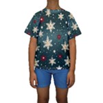 Snowflakes Winter Snow Kids  Short Sleeve Swimwear