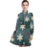 Snowflakes Winter Snow Long Sleeve Chiffon Shirt Dress