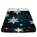 Snowflakes Winter Snow Fitted Sheet (Queen Size)