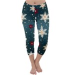 Snowflakes Winter Snow Capri Winter Leggings 