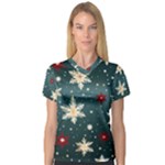 Snowflakes Winter Snow V-Neck Sport Mesh T-Shirt