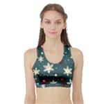 Snowflakes Winter Snow Sports Bra with Border