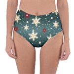 Snowflakes Winter Snow Reversible High-Waist Bikini Bottoms