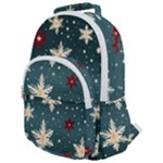 Snowflakes Winter Snow Rounded Multi Pocket Backpack