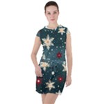 Snowflakes Winter Snow Drawstring Hooded Dress