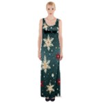 Snowflakes Winter Snow Thigh Split Maxi Dress