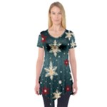 Snowflakes Winter Snow Short Sleeve Tunic 
