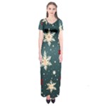 Snowflakes Winter Snow Short Sleeve Maxi Dress