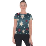 Snowflakes Winter Snow Short Sleeve Sports Top 