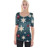 Snowflakes Winter Snow Wide Neckline T-Shirt