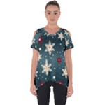 Snowflakes Winter Snow Cut Out Side Drop T-Shirt