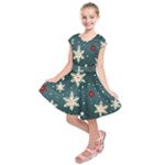 Snowflakes Winter Snow Kids  Short Sleeve Dress