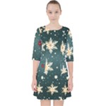 Snowflakes Winter Snow Quarter Sleeve Pocket Dress