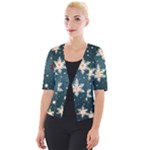 Snowflakes Winter Snow Cropped Button Cardigan