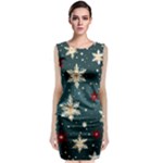 Snowflakes Winter Snow Sleeveless Velvet Midi Dress