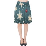 Snowflakes Winter Snow Velvet High Waist Skirt