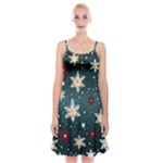 Snowflakes Winter Snow Spaghetti Strap Velvet Dress