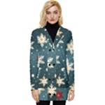 Snowflakes Winter Snow Button Up Hooded Coat 