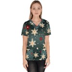 Snowflakes Winter Snow Women s V-Neck Scrub Top