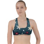 Snowflakes Winter Snow Criss Cross Racerback Sports Bra