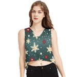 Snowflakes Winter Snow V-Neck Cropped Tank Top