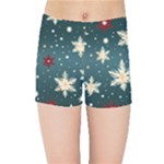 Snowflakes Winter Snow Kids  Sports Shorts