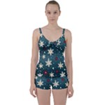 Snowflakes Winter Snow Tie Front Two Piece Tankini