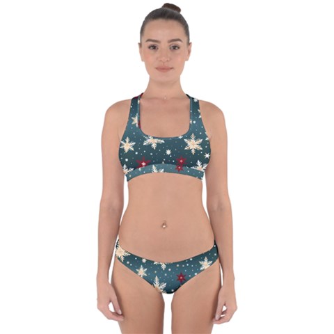Snowflakes Winter Snow Cross Back Hipster Bikini Set from ArtsNow.com